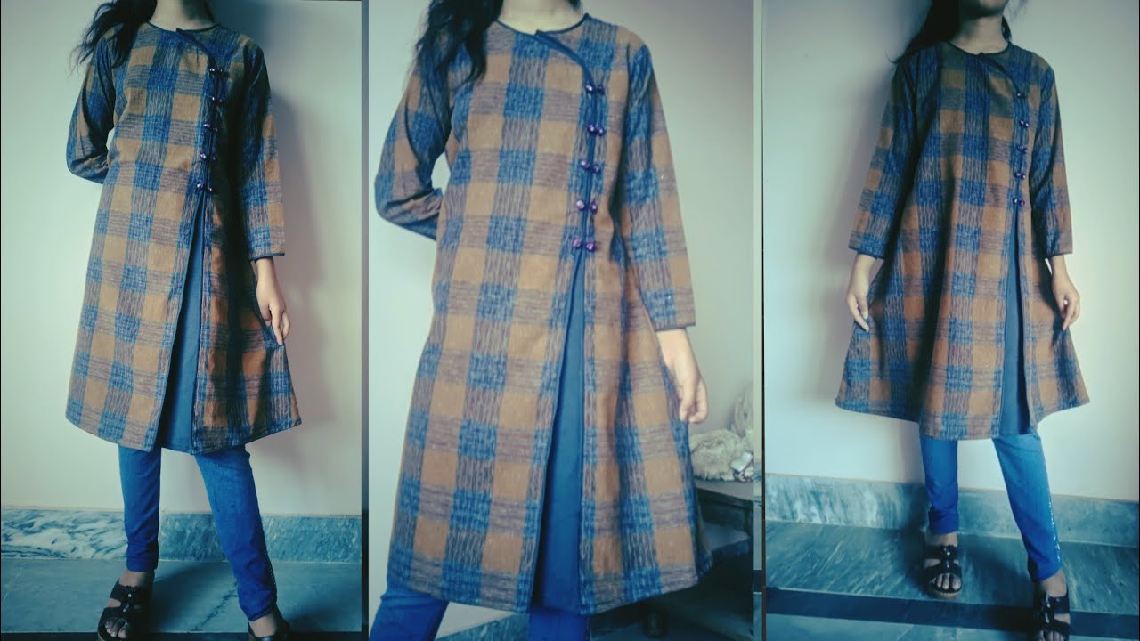Simple Angrakha A-line Kurti Cutting and stitching