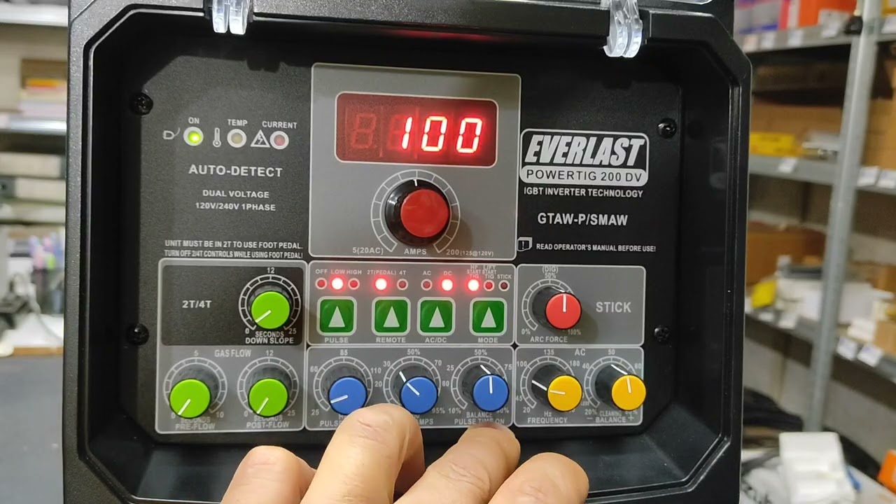 Everlast powertig 200 DV settings 
