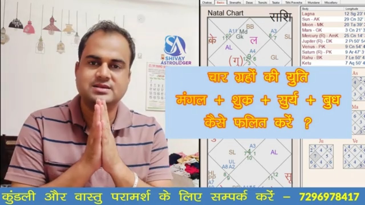 चार ग्रह बुध मंगल सूर्य शुक्र की युति को केसे फलित करे ? || Sun Mars Mercury Venus Conjunction