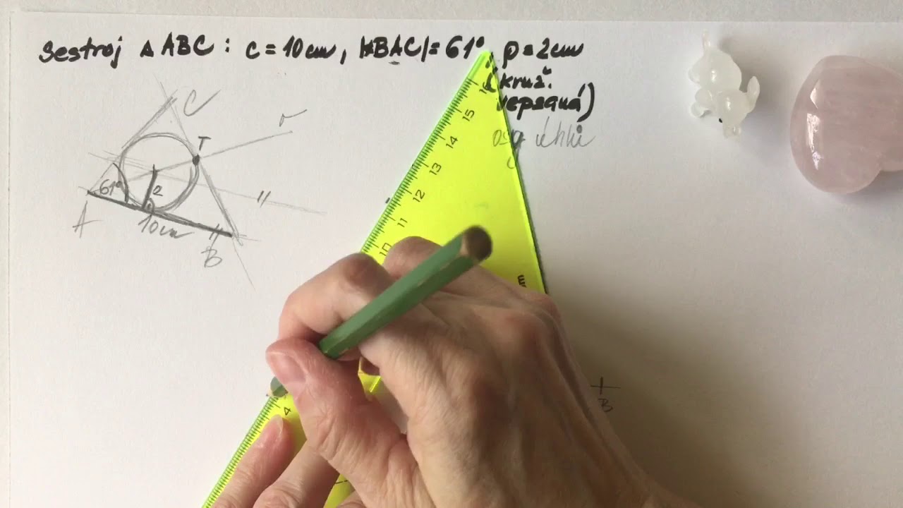 Přijímací zkoušky na sš - konstrukční úloha - konstrukce trojúhelníka s pomocí kružnice vepsané (2)