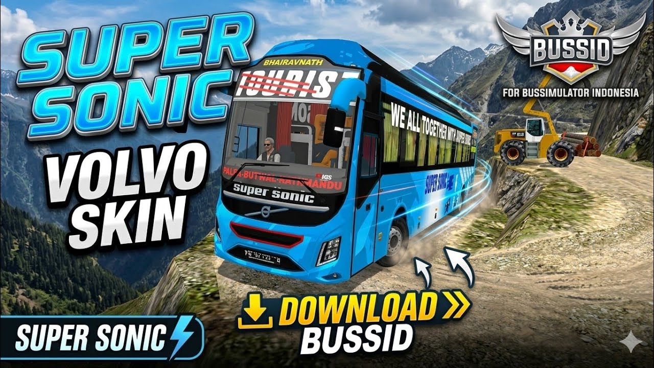 Super Sonic Volvo Air Bus Skin Livery From BussidMod Download Link in Description {Nepali Bus Skin}