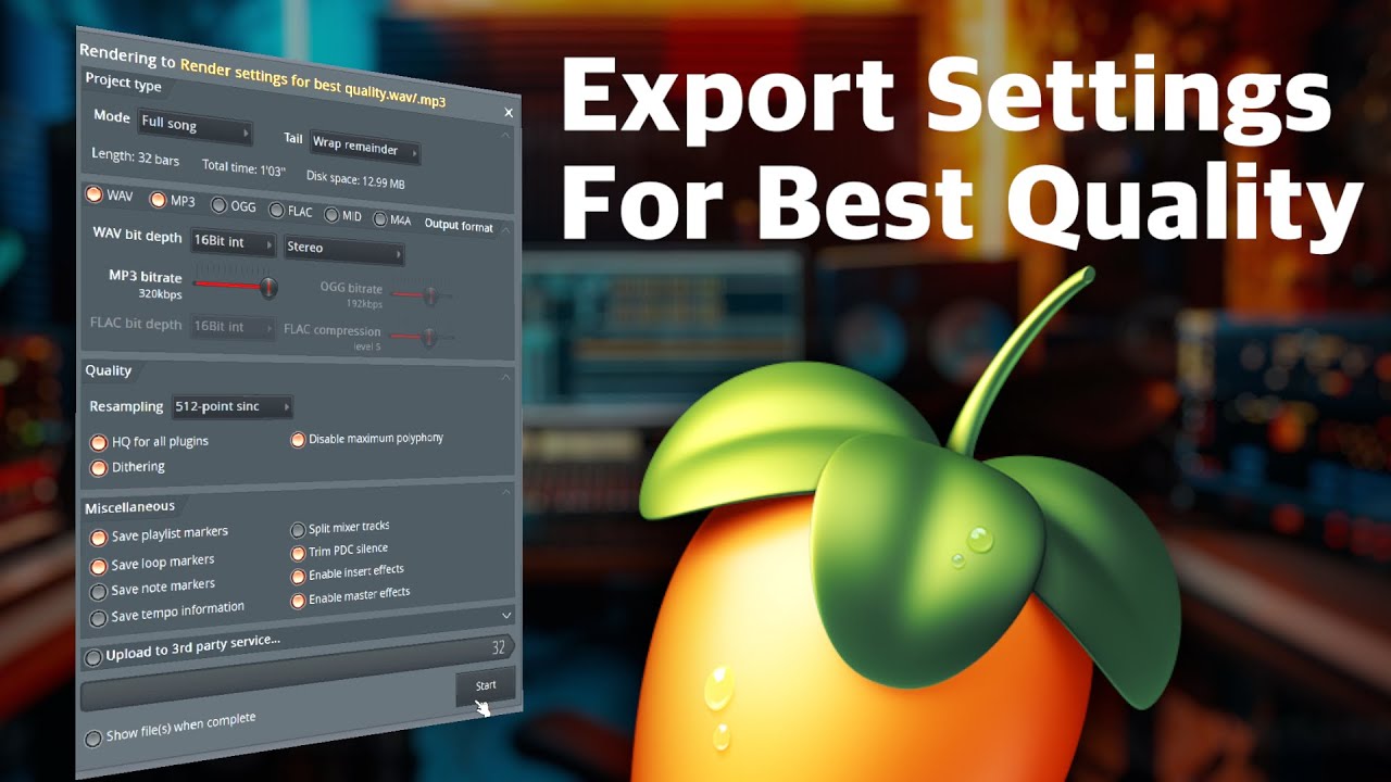 FL Studio Export Settings For Best Quality