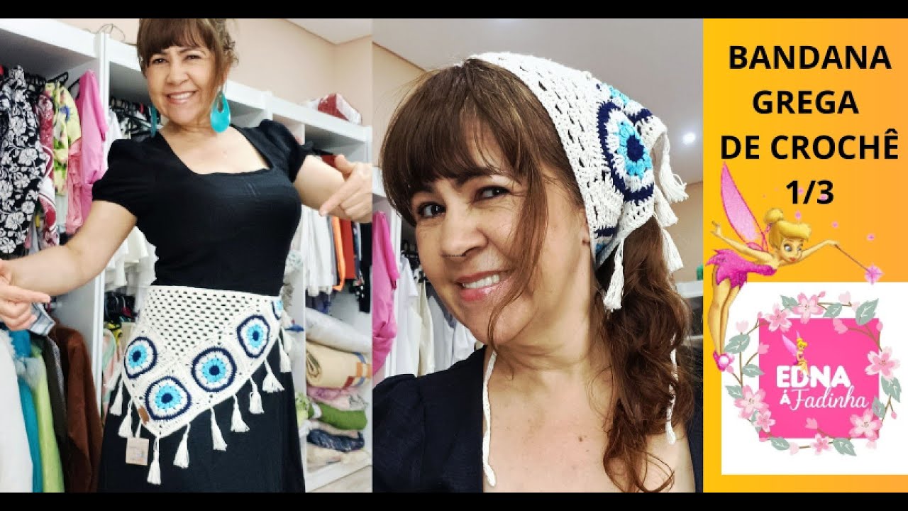 BANDANA GREGA DE CROCHÊ PARTE 1/3
