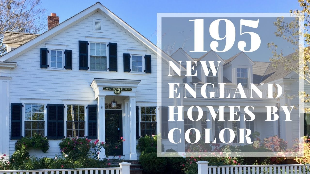 New England style homes by color. Paint color ideas for homes.