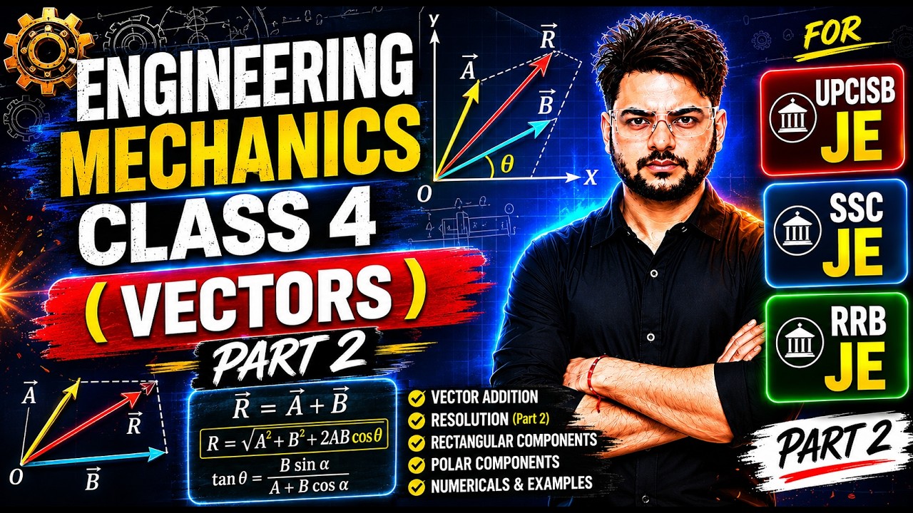 Engineering Mechanics Class 4 | Vectors Part 2 | Vector Addition | SSC JE, RRB JE, UPCISB JE