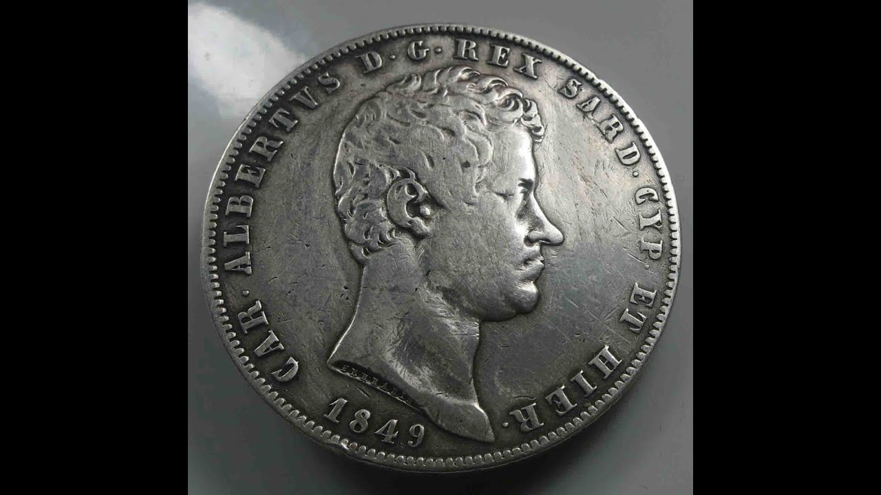 Italy Sardinia Sardegna 5 Lire 1849