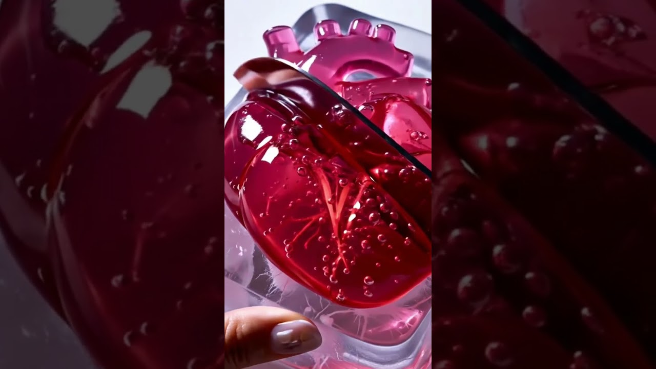Slime rojo transparente&hellip; con algo vivo dentro 🔍 #asmr #slime