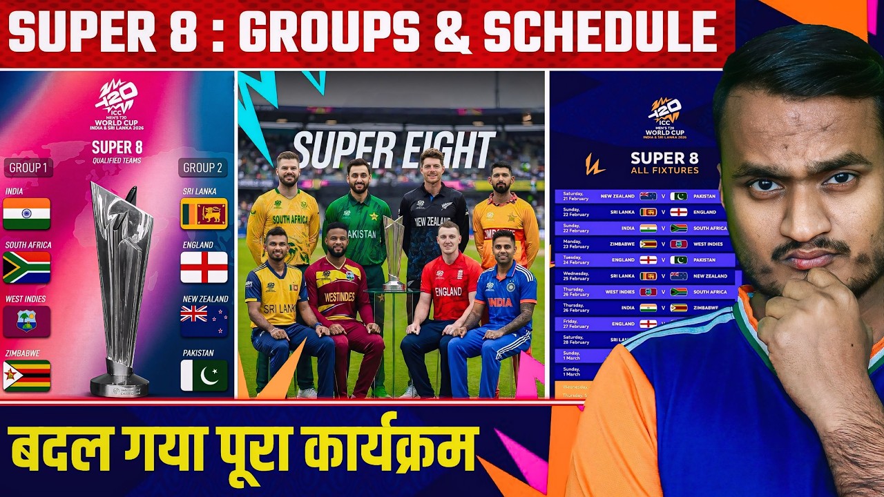 T20 World Cup 2026 Super 8 : All Teams, Groups, Schedule | Super 8 All Match Date, Time, Venue.