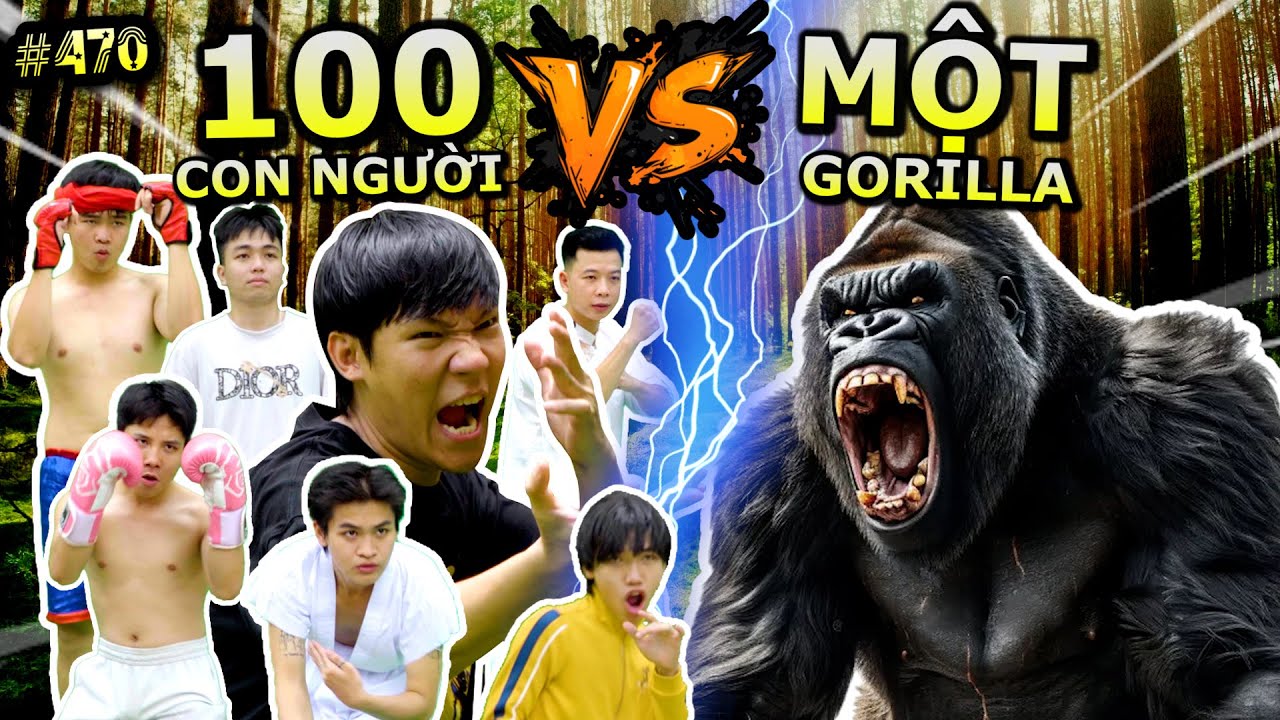 [VIDEO # 470] 100 Con Người VS. 1 Con Gorilla!! Ai Sẽ Chiến Thắng!? | Đu Trend C&ugrave;ng Ping L&ecirc;