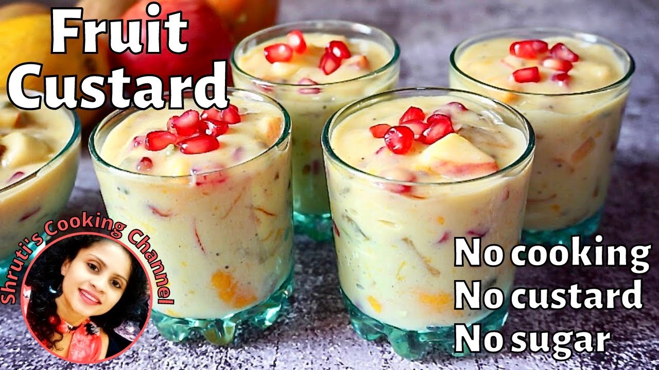 Fruit custard recipe (no sugar, no custard powder, no cooking) | Fruit salad | Healthy desserts