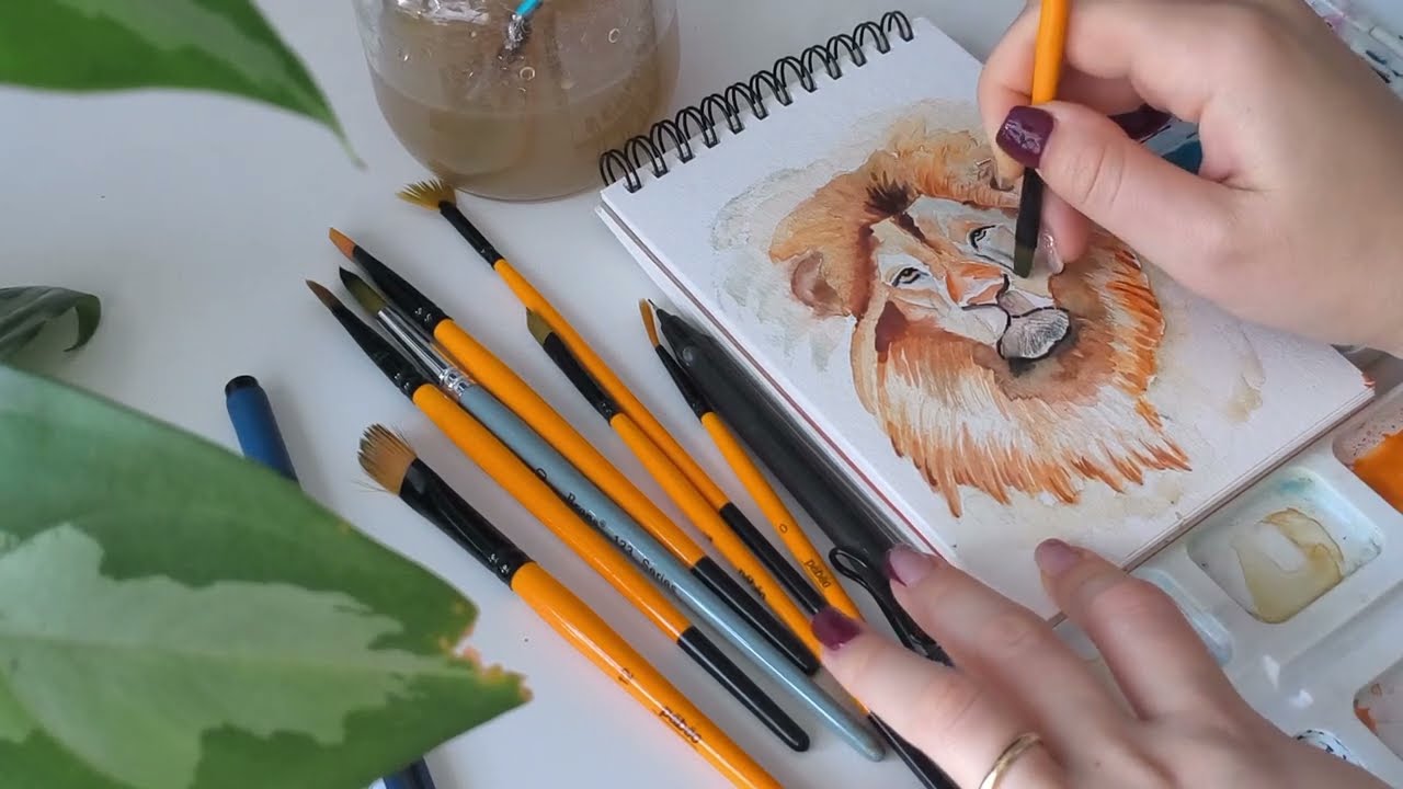 How I Painted a Lion with Watercolor 🦁 | Galatasaray Spirit! | Watercolor for Beginners