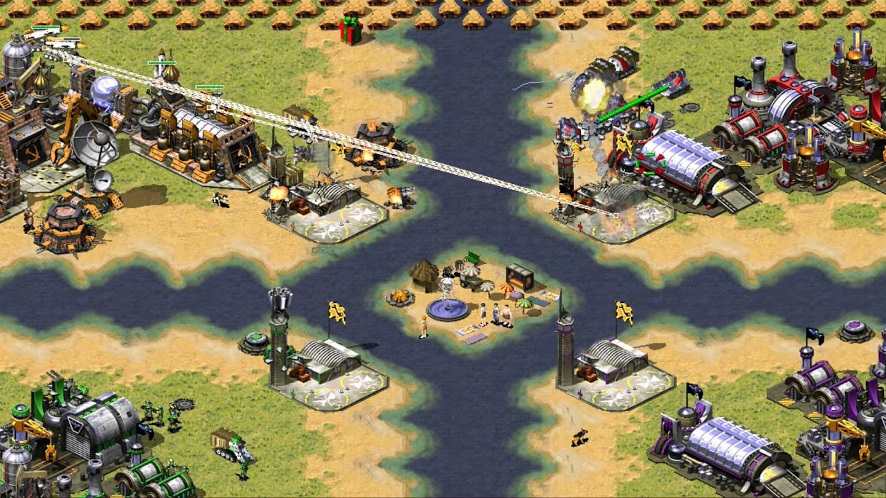 Epic Red Alert 2: Yuri's Revenge Gameplay ☭. Soviet Faction in Funny Big map 4-Player Free-for-All!