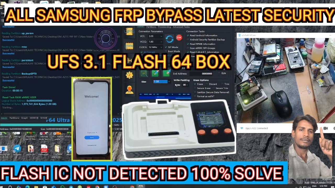 SAMSUNG FRP UNLOCK BY F64 BOX | UFS 3.1 | FLASH IC NOT DETECTED | SAMSUNG FRP BYPASS LATEST SECURITY