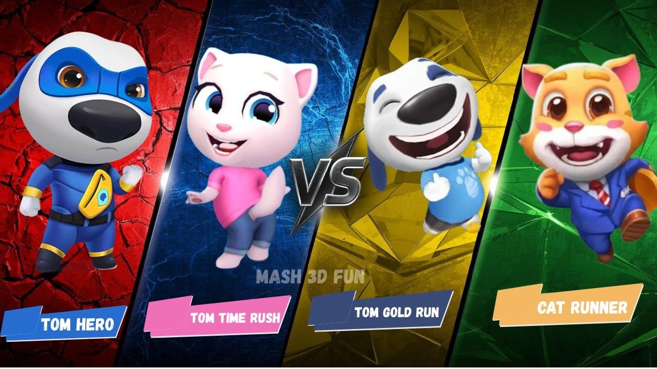 Which Talking Tom Runner Game Is BEST? 🏆 | Hero Dash 🆚 Time Rush 🆚 Gold Run🆚 Cat Runner |Mash3d fun