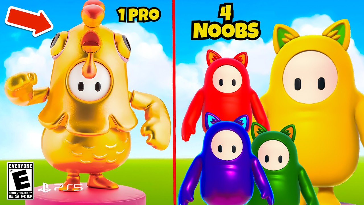 Fall Guys 1 PRO VS 4 NOOBS | ANYONE CAN JOIN | 🗡️Leaderboard Customs With Viewers Live!
