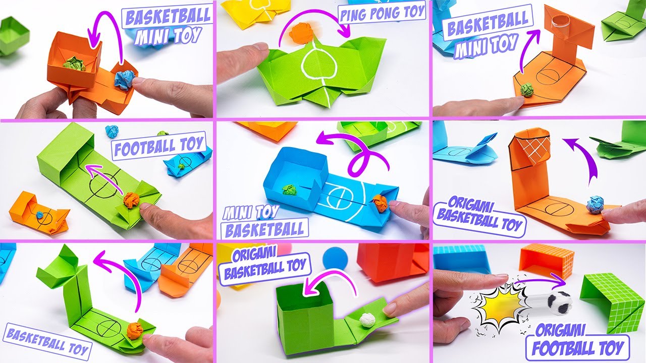 TOP 9 ORIGAMI PAPER MOVING TOY || Basketball | Tennis | Football | Ping Pong | funny pop it toys