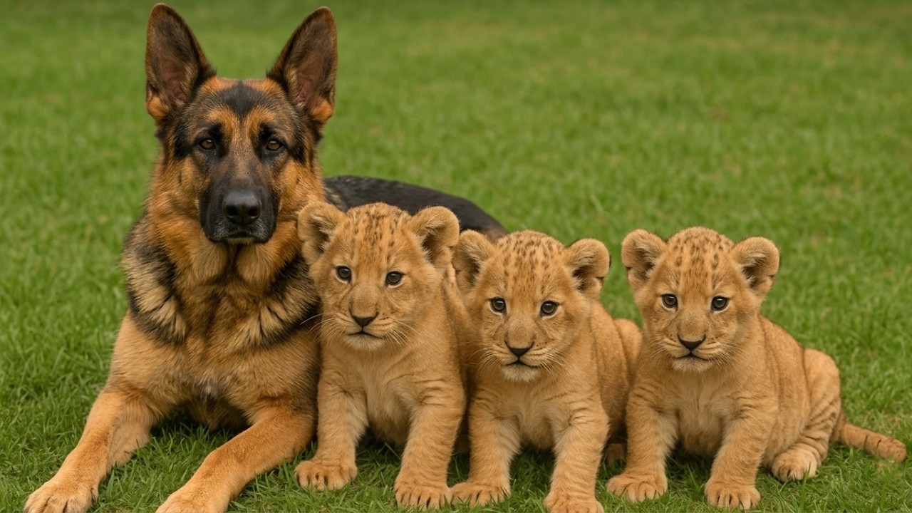 Dog Raised 3 Lion Cubs, After They Grew Up, The Unexpected Happened!