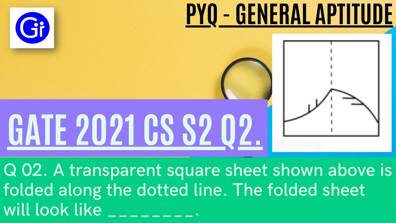GATE 2021 CS SET2 Q2. A transparent square sheet shown above is folded along the dotted line. SOLVED