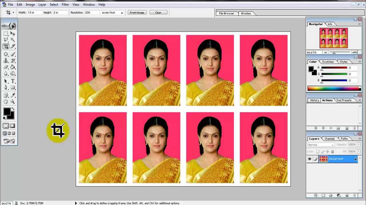 create Passport size Photo in adobe Photoshop 7.0