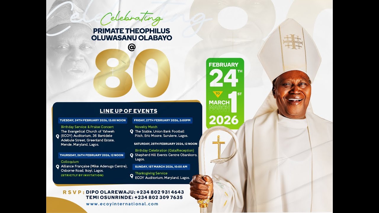 ECOY MENDE SUNDAY SERVICE 1ST MARCH 2026 (PTOO @80 THANKSGIVING SERVICE)