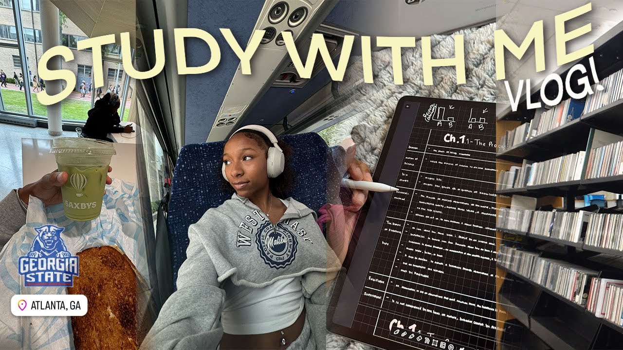 STUDY WITH ME 🎧| my first college exam @ georgia state university !!