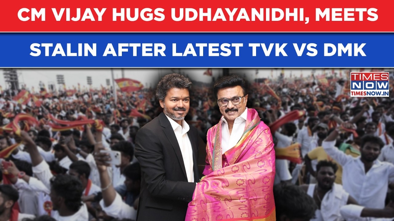 Tamil Nadu CM Vijay Meets Stalin, Hugs Udhayanidhi: Watch Video After Latest Thalapathy's TVK Vs DMK