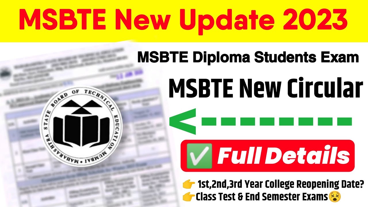 MSBTE New Update MSBTE Exam Circular MSBTE Academic Calender 2023-24