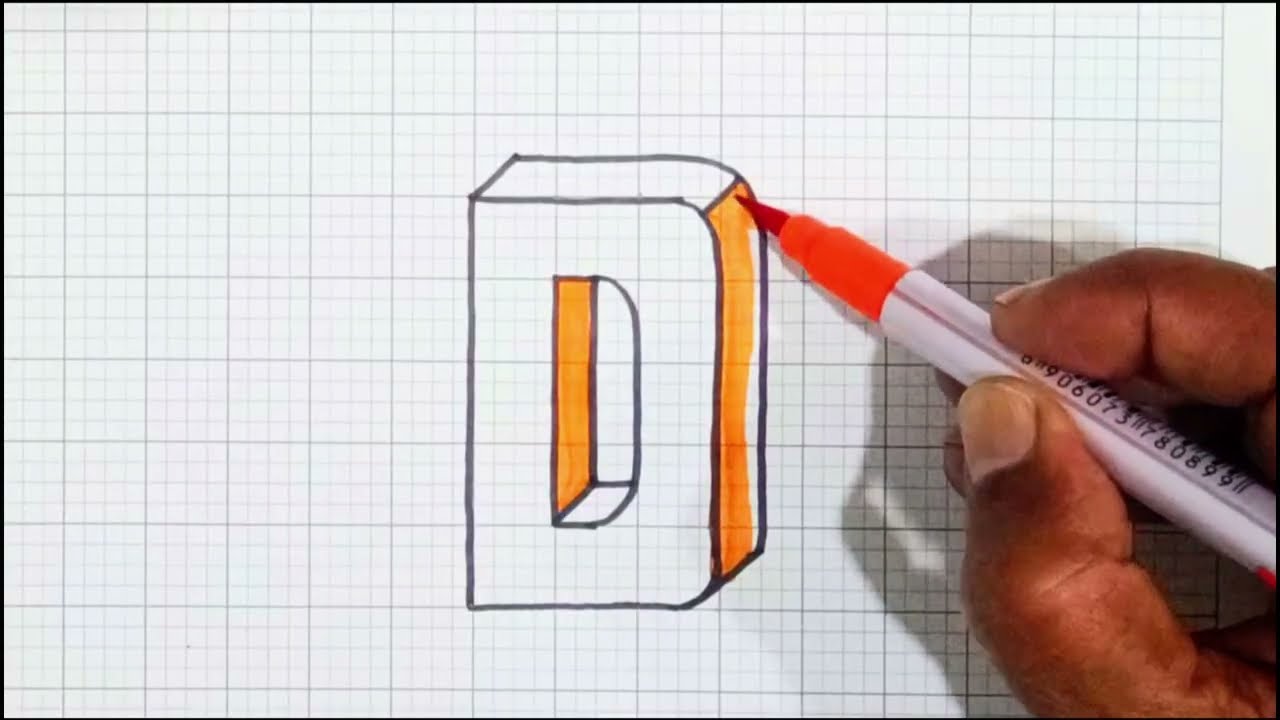 How to Draw 3d letters alphabet Capital D tutorial  | G. DeviChandra #Video