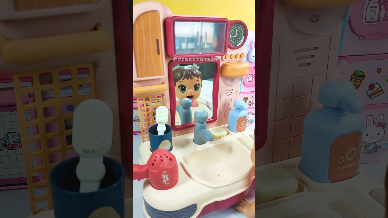 Satisfying Miniature: Kitchen Bathroom Sink  Cleaning Set Toys ASMR (No talking)