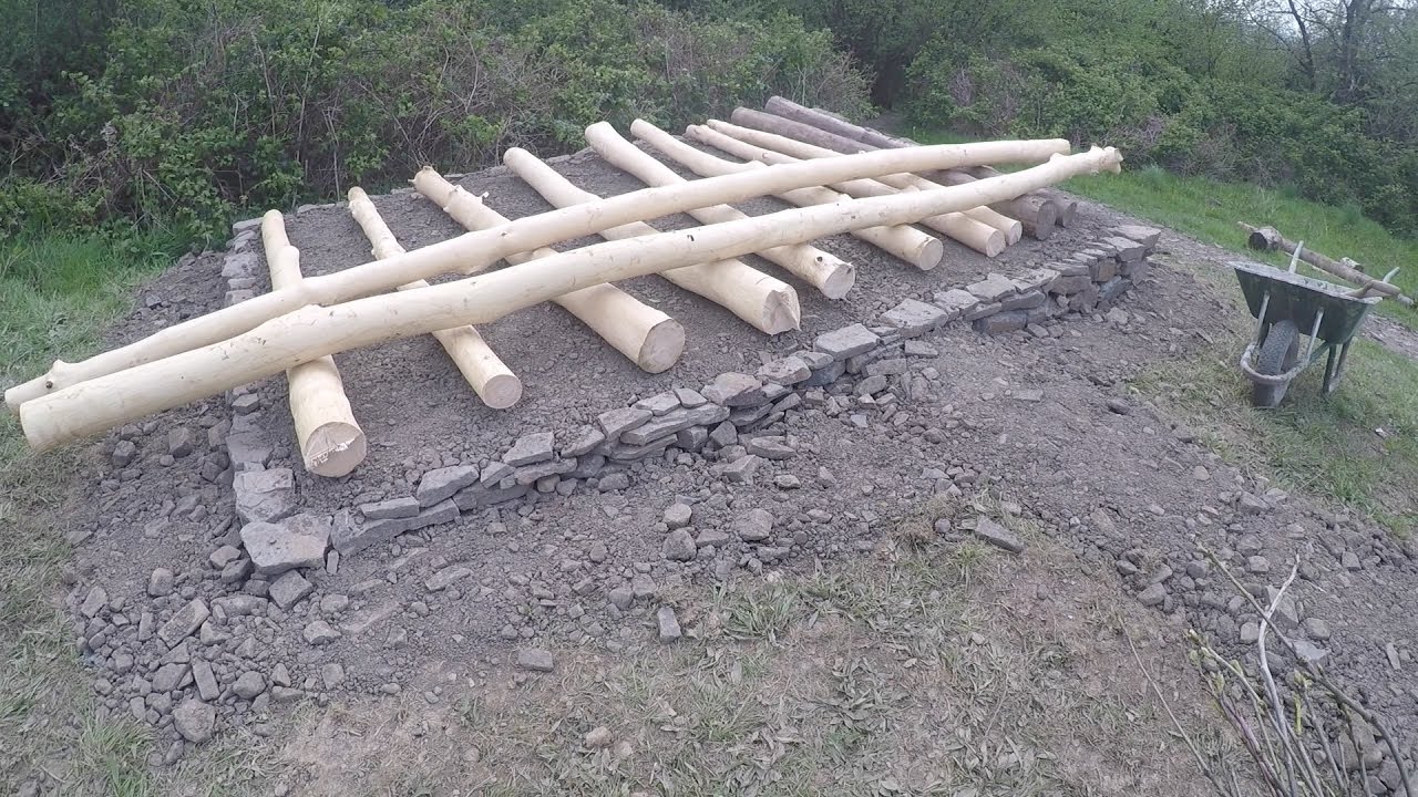 Roundwood timber framed shed  part 1, The Foundation