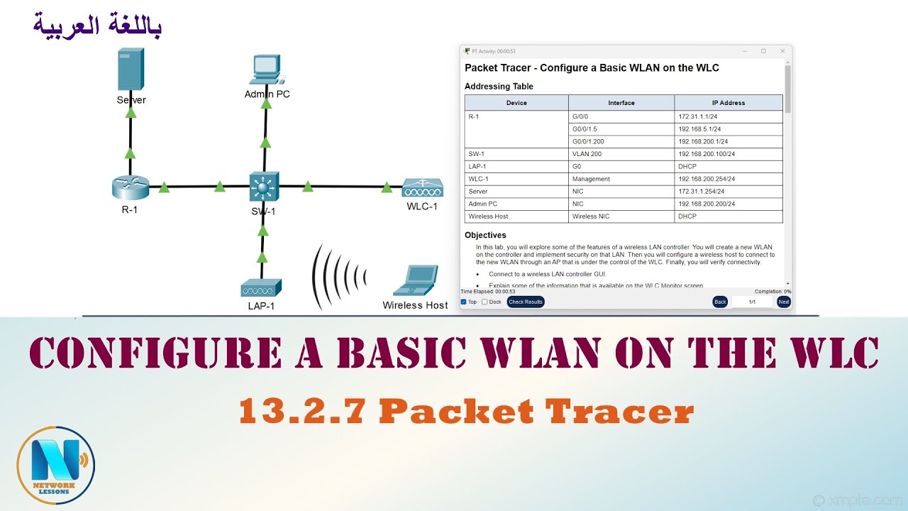 WLC & WLAN 13.2.7 Packet Tracer — настройка базовой сети WLAN на WLC (рус.)