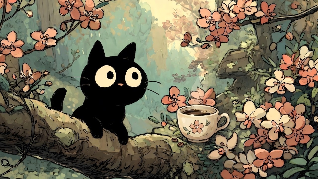 Black Cat Coffee Time | Cat Jazz Relax Ambience for Calm Focus