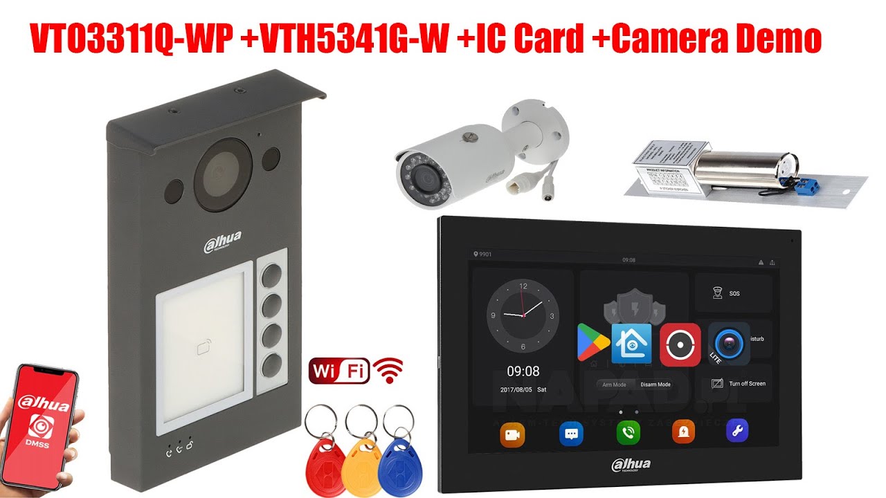 Dahua VTO3311Q-WP Android VTH5341G-W POE WiFi video intercom kit activation card add camera demo