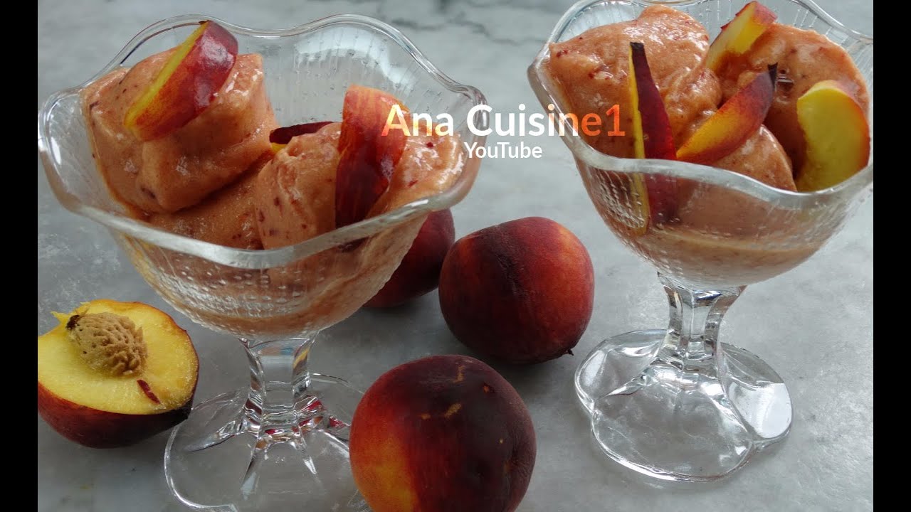 Délice Céleste - Recette très facile SORBET aux PECHES - sans sorbetière - 0% de sucre ajouté -