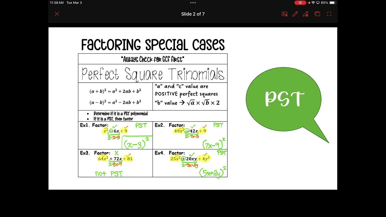HonAlg: identifying special cases when factoring notes (unit9)