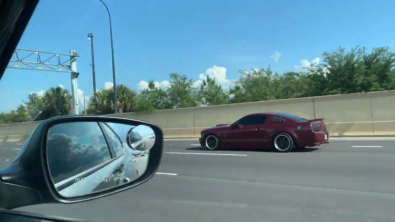 Driving in American Highway (Orlando Expressway, Florida, USA).