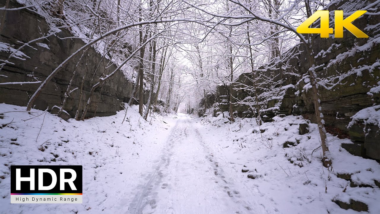 Snowy Walk in the Waterfall Capital of the World | Canada Walk 4K HDR