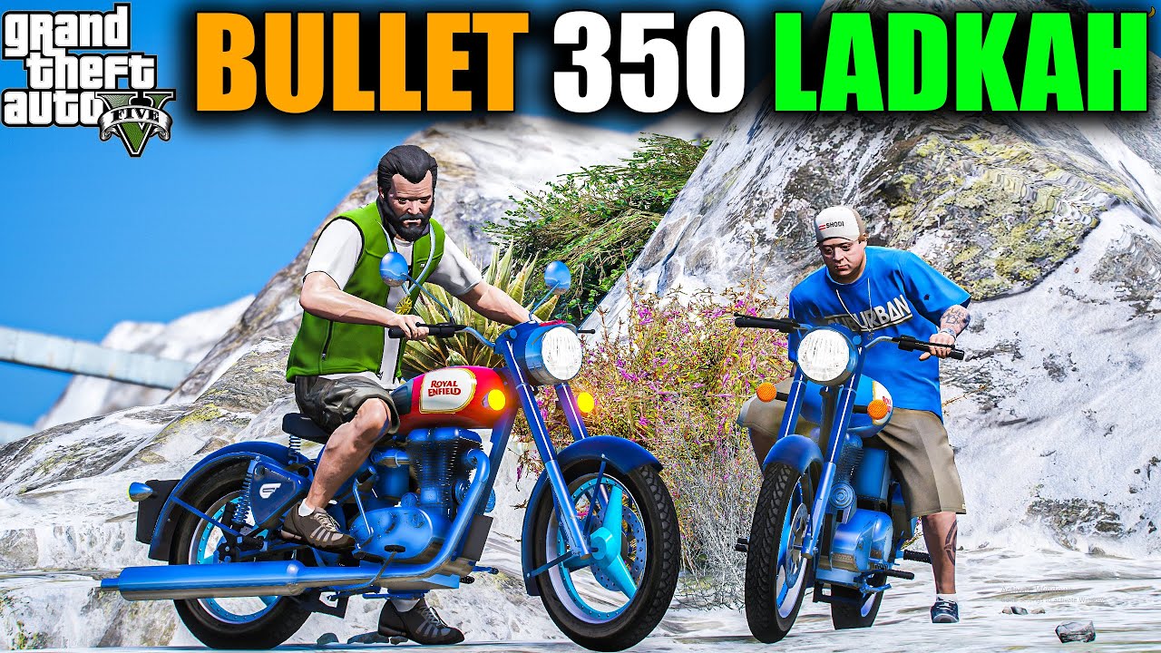 GTA 5 : JIMMY AND MICHAEL GOING TO LADKAH IN ROYAL ENFIELD AND 350 BULLET IN SNOW FALL OMG! 2024