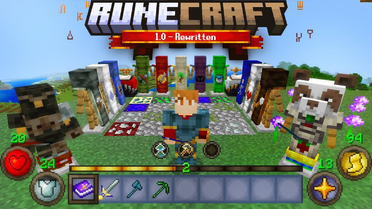 O MELHOR ADDON DE RPG PARA MINECRAFT PE? - RuneCraft 1.0 - Rewritten (Bedrock)