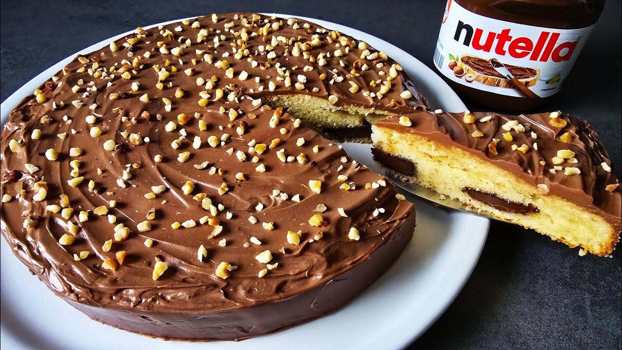 Рецепт влажного торта с Нутеллой 😍 Шоколадный торт 🍫 Торт на пахте с кремом из фундучной нуги