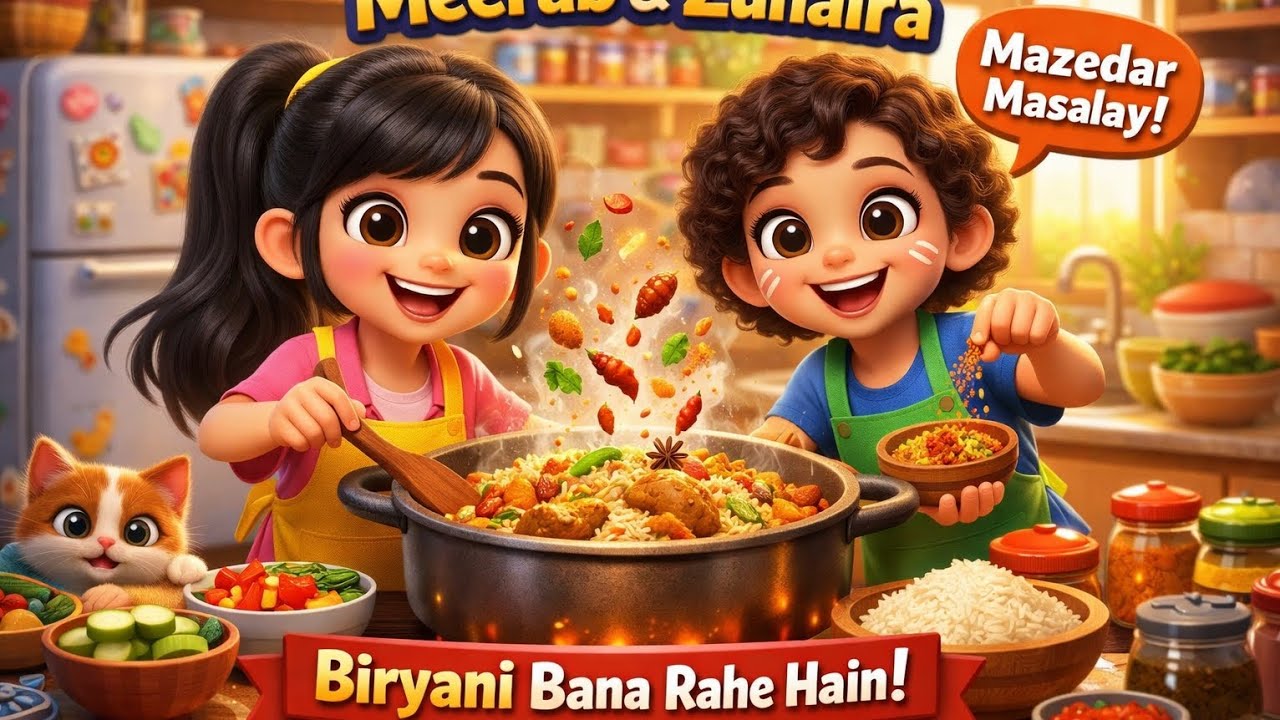 میرب اور زنیرہ کی مزیدار بریانی 🍲کیا آپ بھی بریانی پسند کرتے ہیں؟ 😋#cartoon #motivation #funny 
