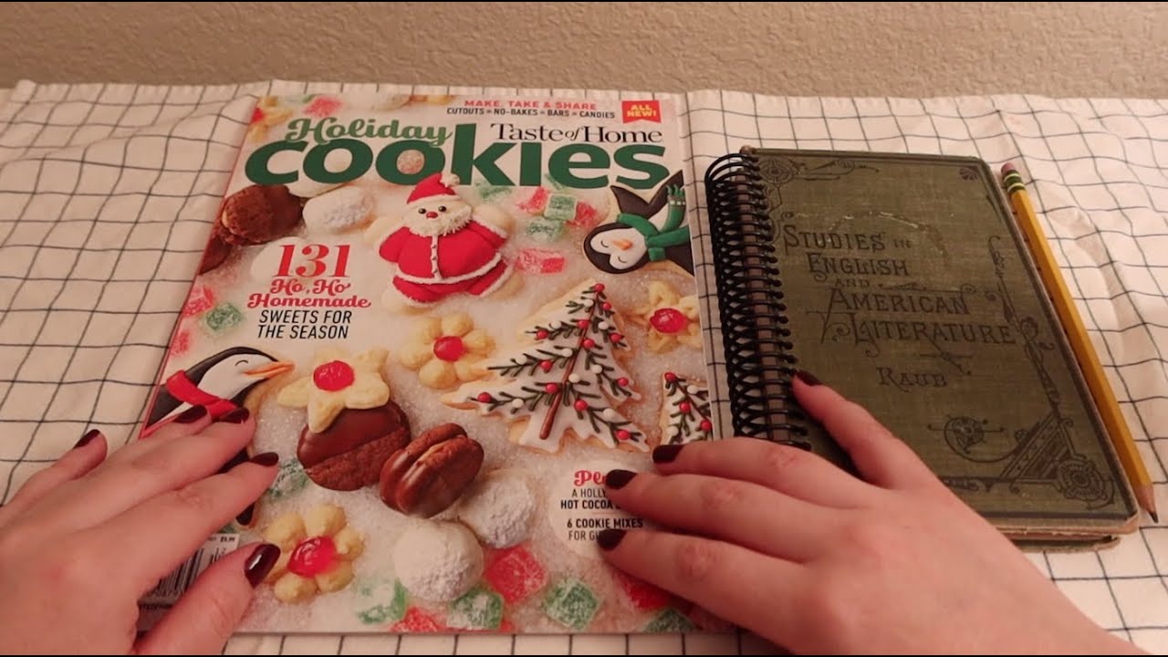 ASMR Recipe Magazine Flip Through🎄Holiday Cookies 🍪 Soft Spoken • Paper Sounds • Writing Sounds