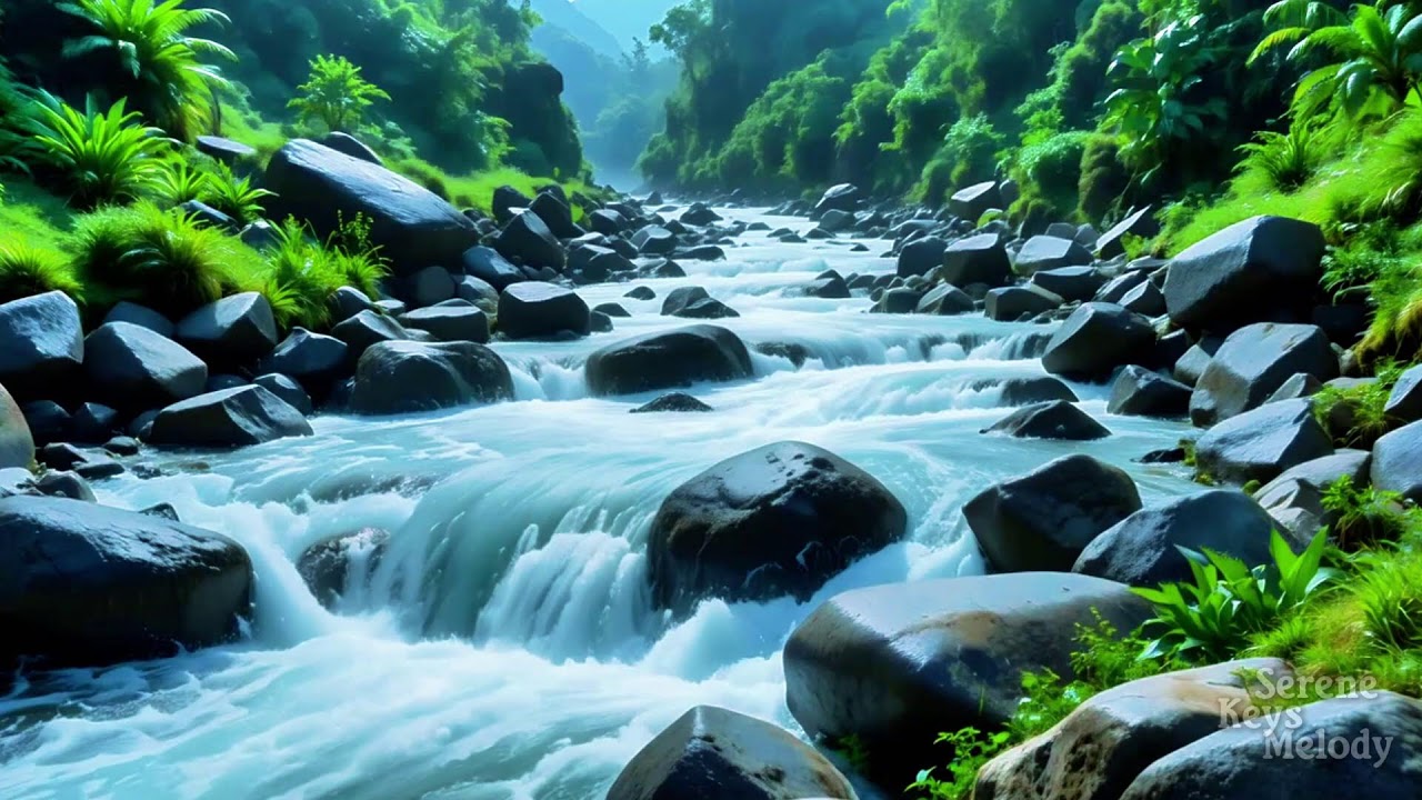Расслабляющие звуки воды и ветер в деревьях для сна