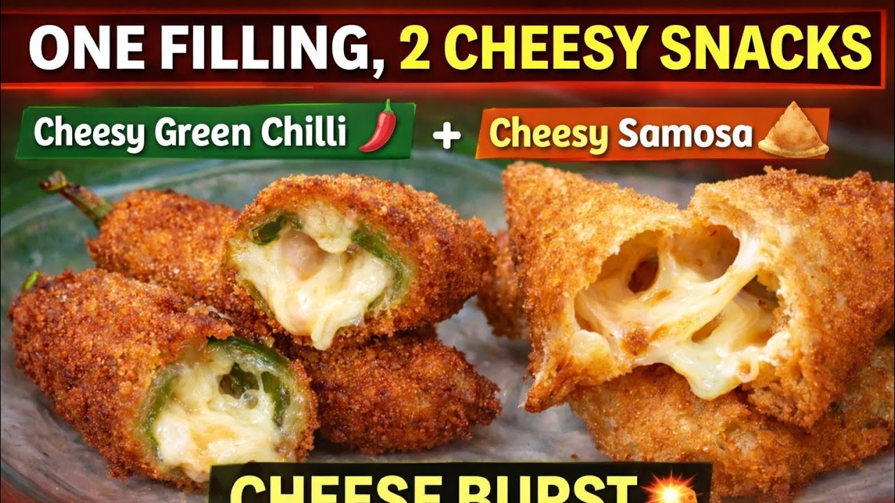 Cheesy Chicken Stuffed Hari MirchCheesy Chicken Bread Samosa 1 Filling 2 Amazing snacks 