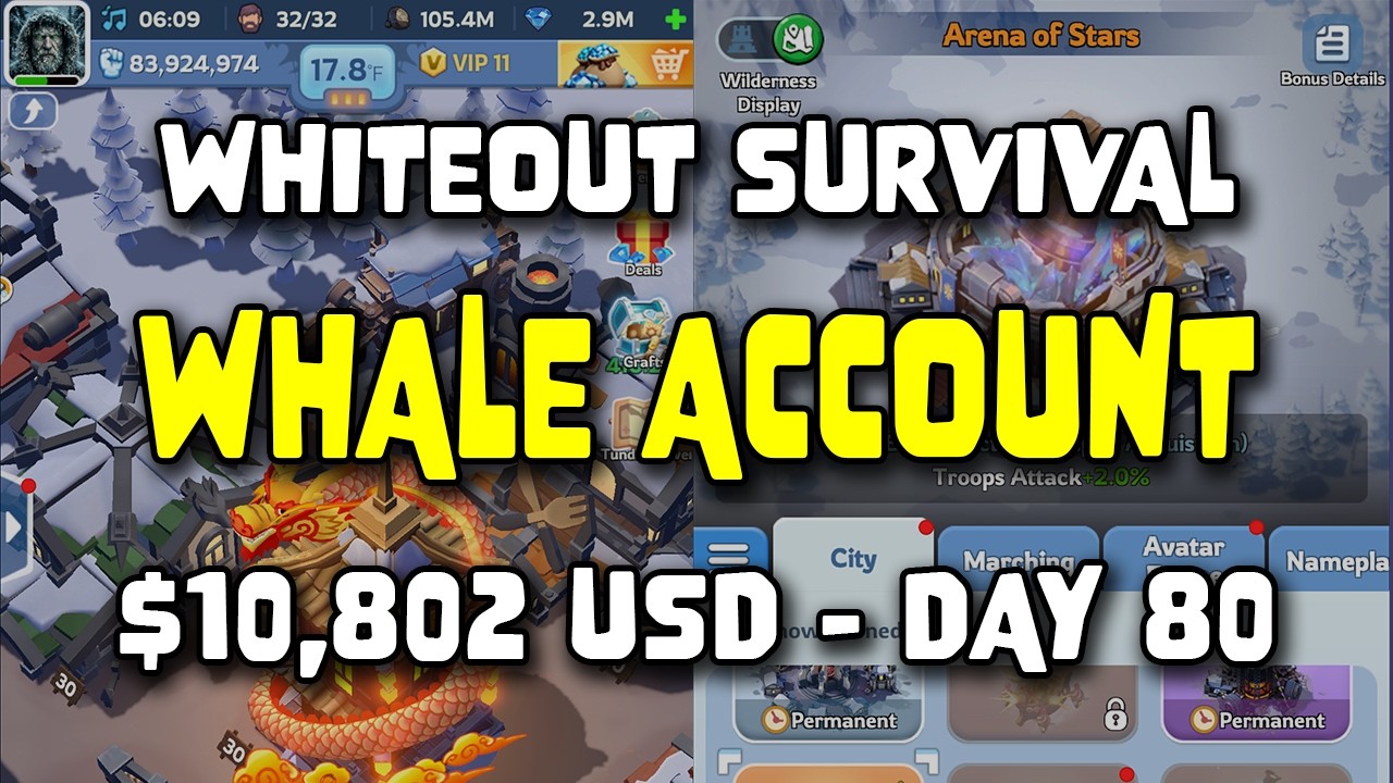 WOS Whale Account - $10,802 USD - Day 80