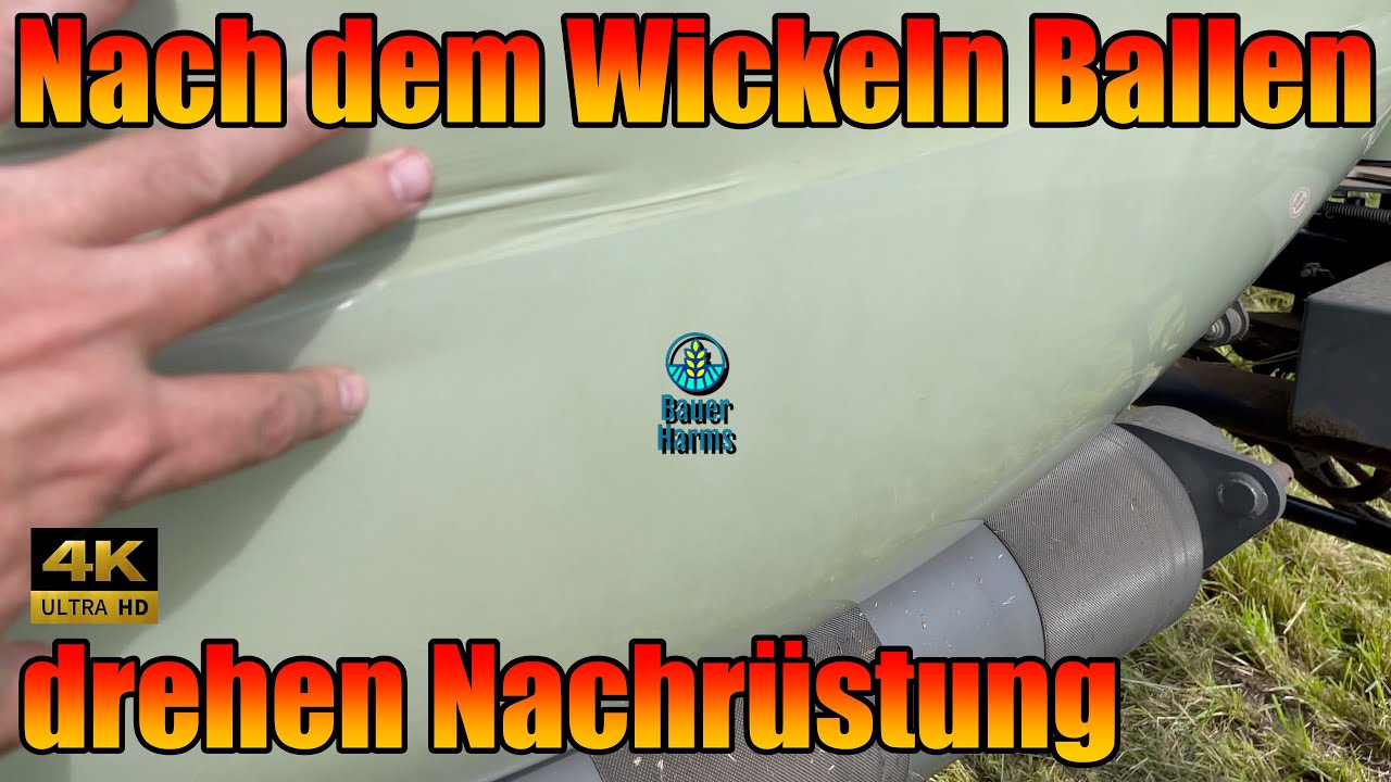 Ballen nach Wickel auf dem Wickeltisch drehen. Nachrüstung für Lely RPC MF Protech Fendt Rotana