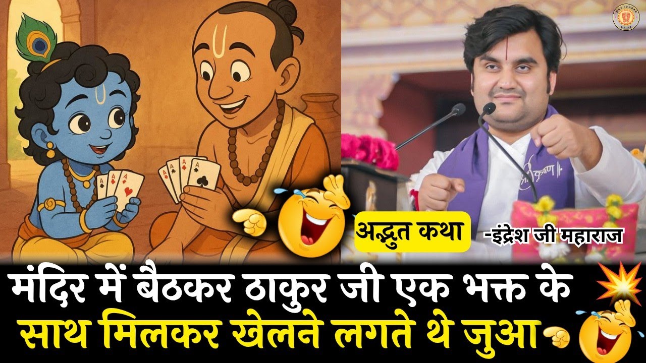 मंदिर में बैठ ठाकुर जी खेलते थे जुआ #indreshjikatha #indreshupadhyayji #radheradhe #katha #bhakti 