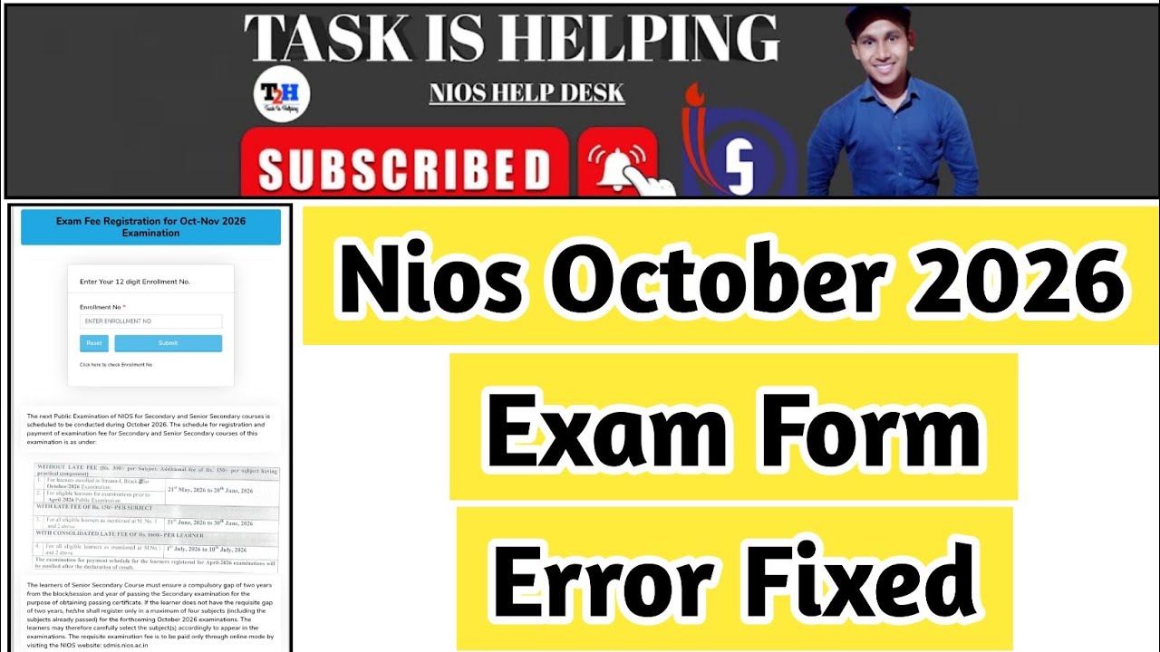 NIOS October 2026 Exam Form Big Update! Last Date, Fees, & Step-by-Step Apply Process 😱