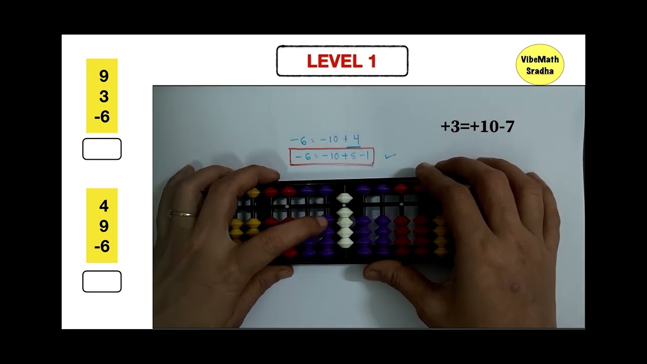 🧮Научитесь использовать вычитание чисел с шагом 6 (-6 = -10 + 5 - 1) 📕|Абакус 1-го уровня 🧮📚🧮