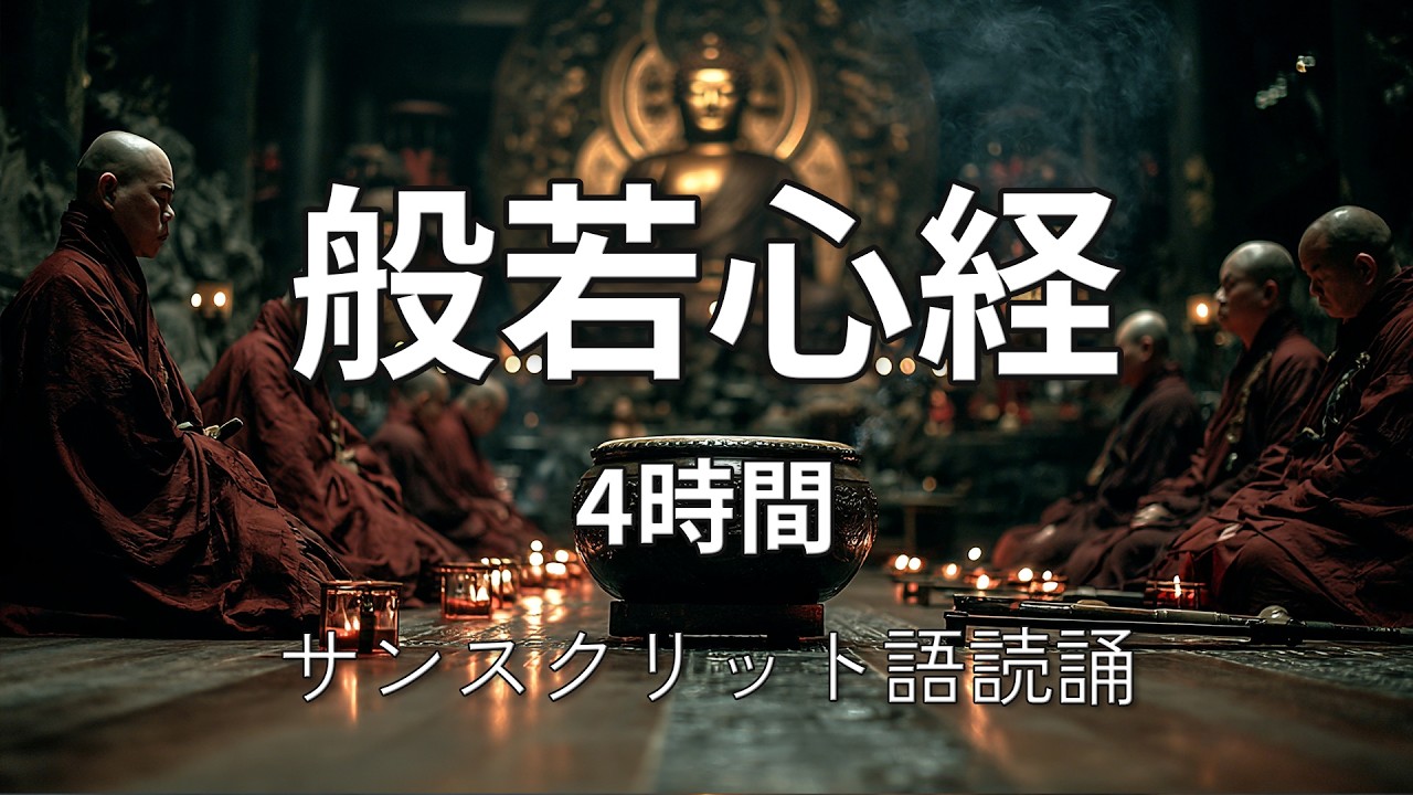【般若心経 4時間】サンスクリット語 僧侶読誦｜瞑想・睡眠・勉強用 Deep Chanting BGM